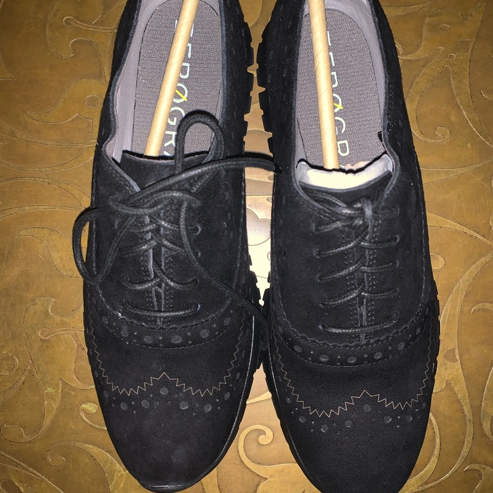 Cole Hana black suede loafers